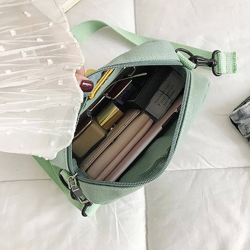 

Women Shoulder Bag Fashion Pure Color Casual Tote Outdoor Bag Canvas Handbag Zipper Messenger Messenger Bags #YY