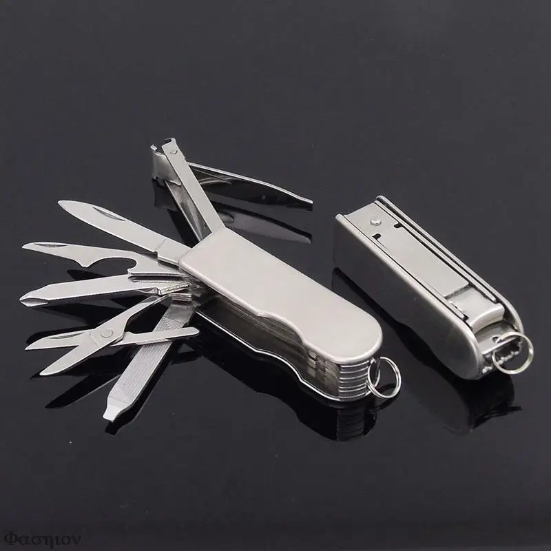 Складная Многофункциональная машинка для стрижки ногтей из нержавеющей стали