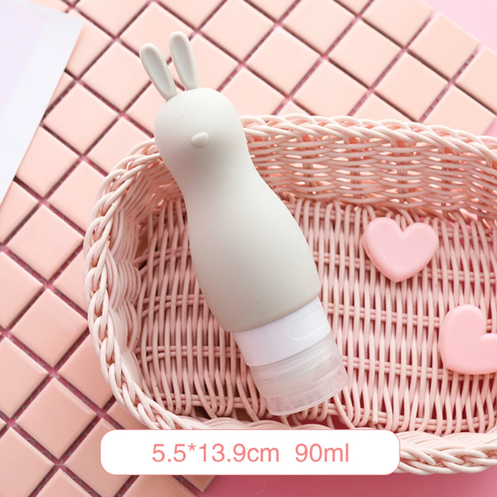 Rabbit gray Портативная силиконовая бутылка для многоразового использования 90 мл пустой Упаковочный пресс для путешествий для лосьона, шампуня, бутылки, набор косметических легкосжимаемая тара - Цвет: Rabbit gray