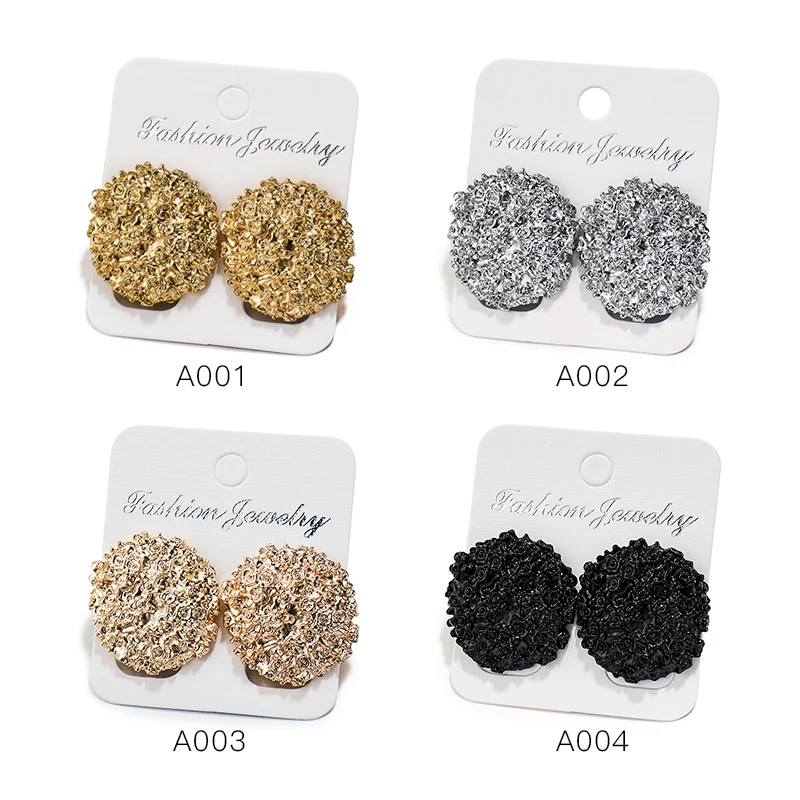 Женские серьги гвоздики SHUANGR круглые овальные золотистые Серебристые черные