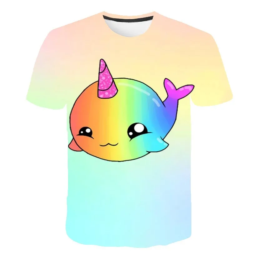 

Cute Animal Fox Print T-Shirt Comfortable Breathable Top For Boys Girls O-Neck 2021 Summer Fashion New Children's Short Sleeves