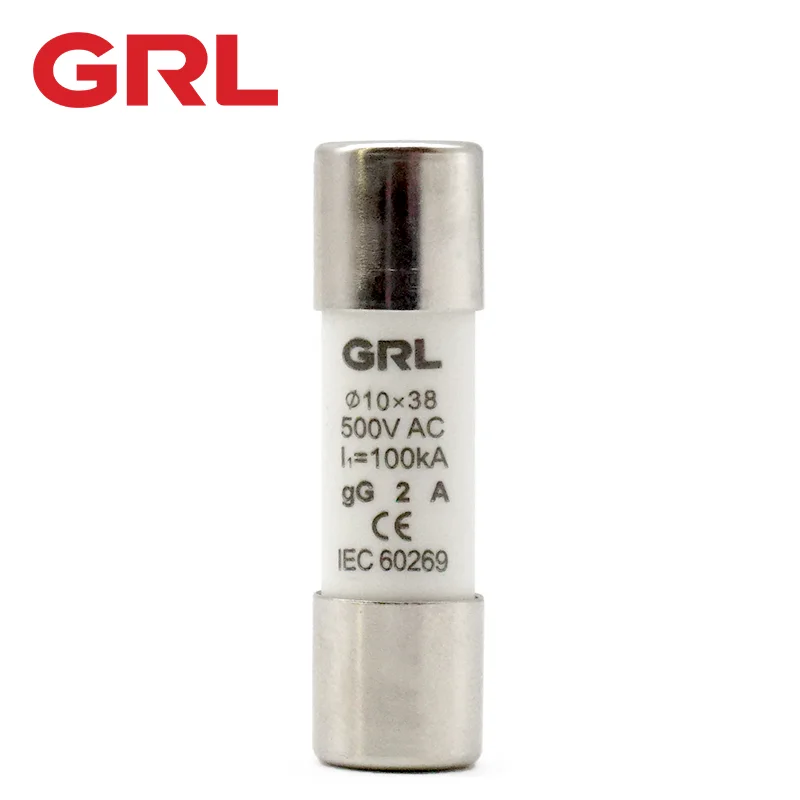 GRL 20pcs RO15 AC 500V מכה מהירה נתיך קרמיקה RT18-32 10X38 gG מגזרת 2A 4A 6A 8A 10A 16A 20A 25A 32A
