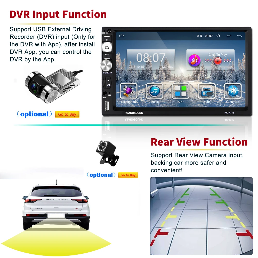 Автомобильный мультимедийный плеер AMPrime 2Din Android ОЗУ 1 Гб + ПЗУ 16 ГБ GPS навигация