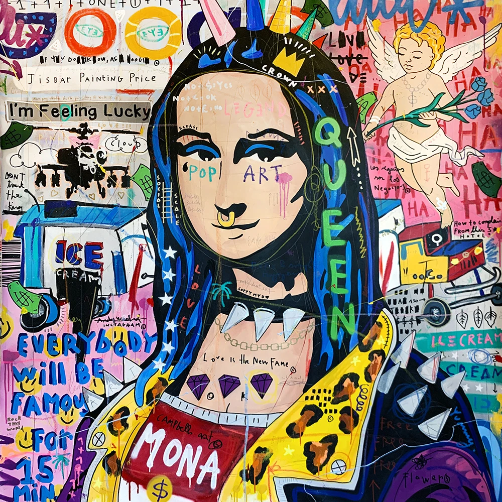 

5D DIY Diamond Painting Graffiti Lover Clocks Mona Lisa Street Art Diamond Mosaic Abstract Embroidery Cross Stitch Home Decor