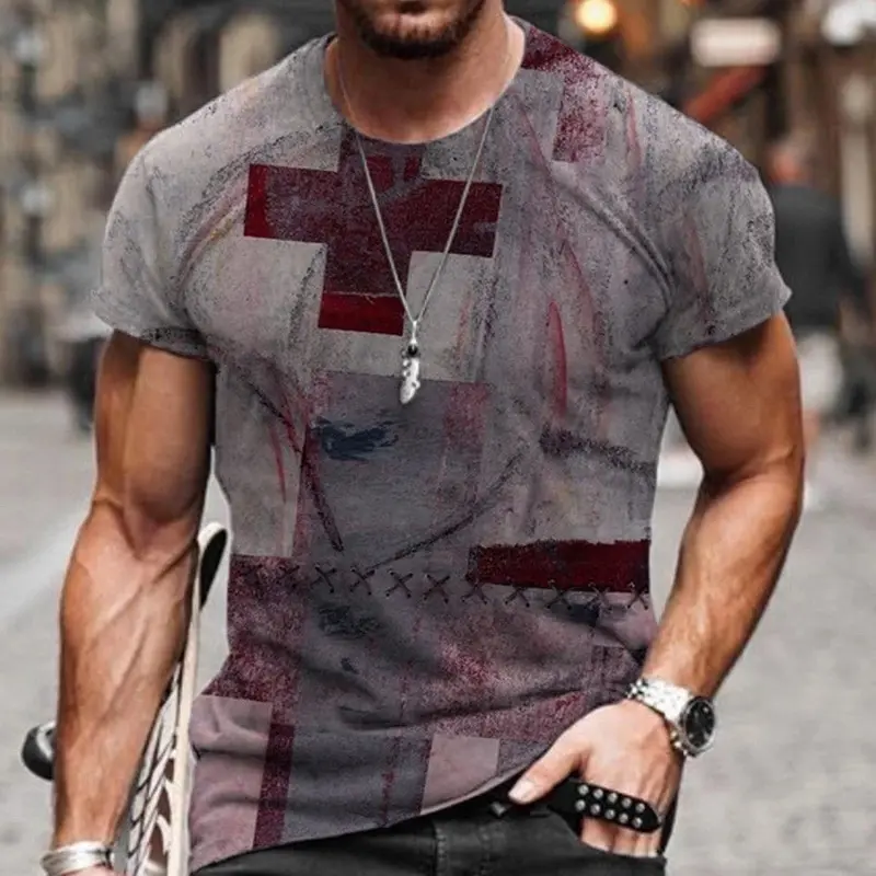 

New Cross Print Men's T Shirt Streetwear Summer Short Sleeve T Shirt For Men Casual Round Neck Hip Hop Tee Shirt Mujer Camisetas