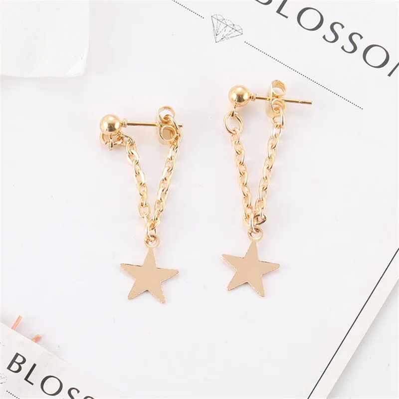 Серьги-цепочки со звездами ювелирные изделия с кисточками для девушек простые