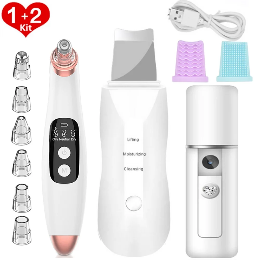 

Blackhead Remover Vacuum Face Skin Scrubber Face Pimple Cleaner Pore Exfoliator Facial Peeling Skin Care Nano Sparyer Steamer