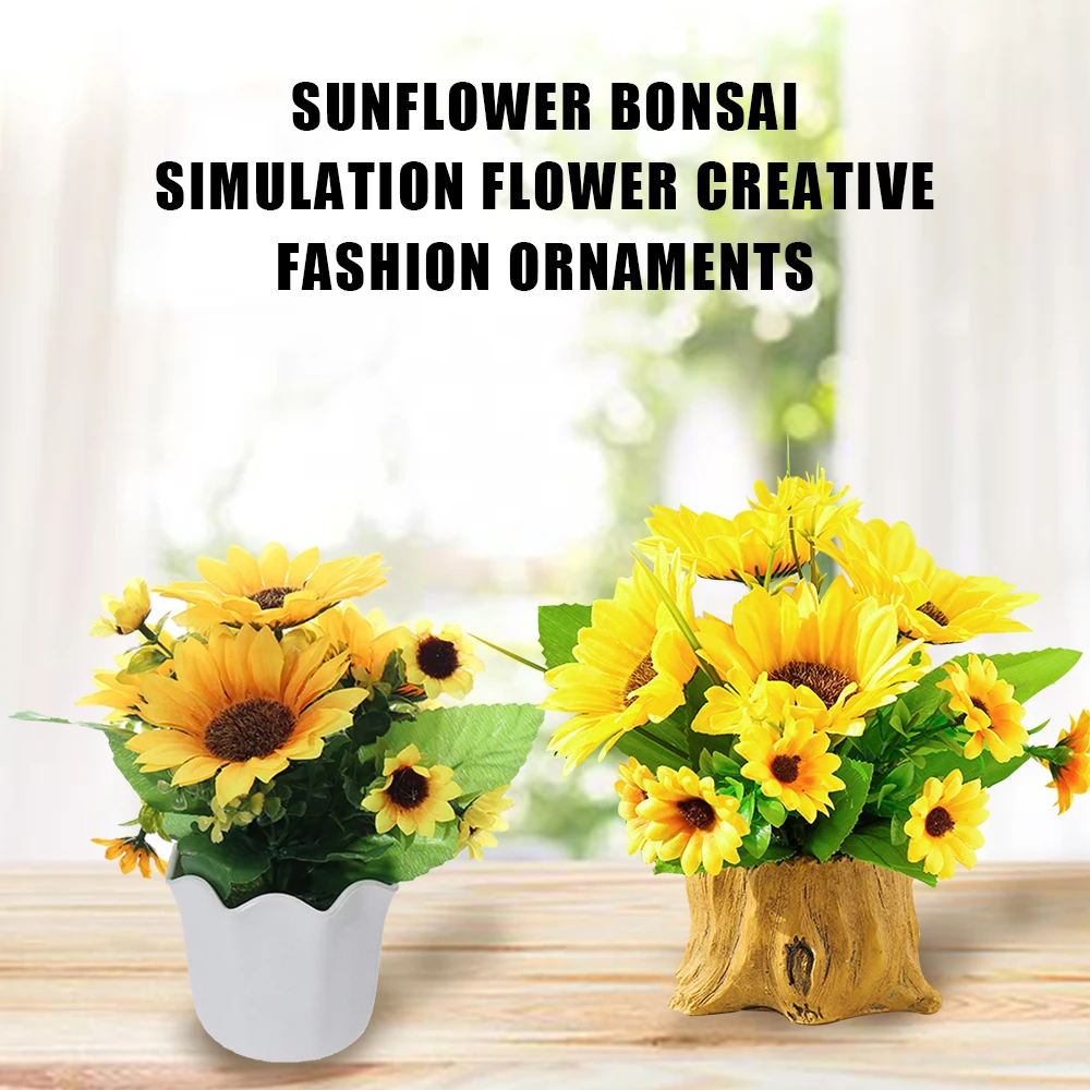 Artificial Flowers in Pot Silk Flower Arrangement Ornament Decorative Sunflower Desktop Decor for Home Office XH8Z | Дом и сад