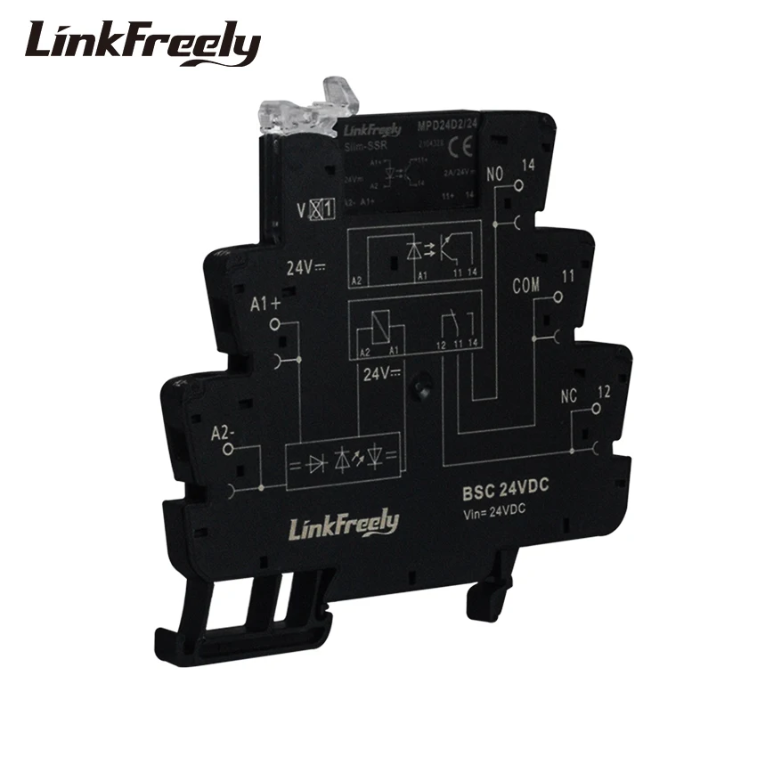 Тонкий интерфейс твердотельное реле din-рейка DC-DC 24VDC вход 2а/5-32VDC выход домашняя