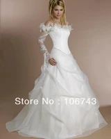 free shipping 2018 vintage long sleeves white organza bridal ball gown custom vestido de noiva mother of the bride dresses