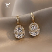 2021 new luxury zircon water drop gold colour earrings for woman korean fashion jewelry wedding girls temperament accessories