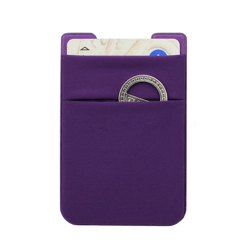 Purple ETya для женщин и мужчин эластичный держатель для карт мобильного телефона стикер Клей кредитный бизнес автобус ID карты кошелек карман сумки - Цвет: Purple