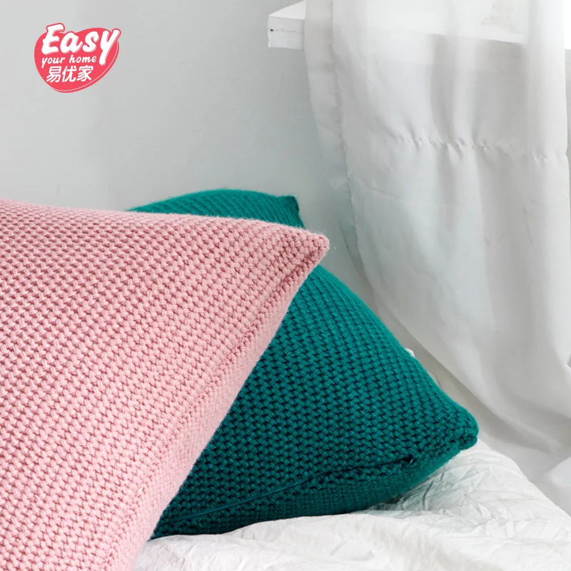 45X45 Handmade Knitted Woolen Pillowcase Fish Scale Solid Color Sofa Backrest Cushion Cover Home Office Decorative Pillow Case |