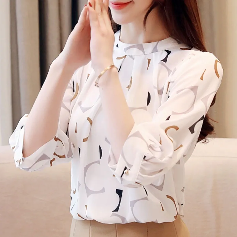 blusas mujer de moda 2021 korean fashion clothing womens tops blouses office shirts ladies tops chiffon blouse white shirt 2480 free global shipping