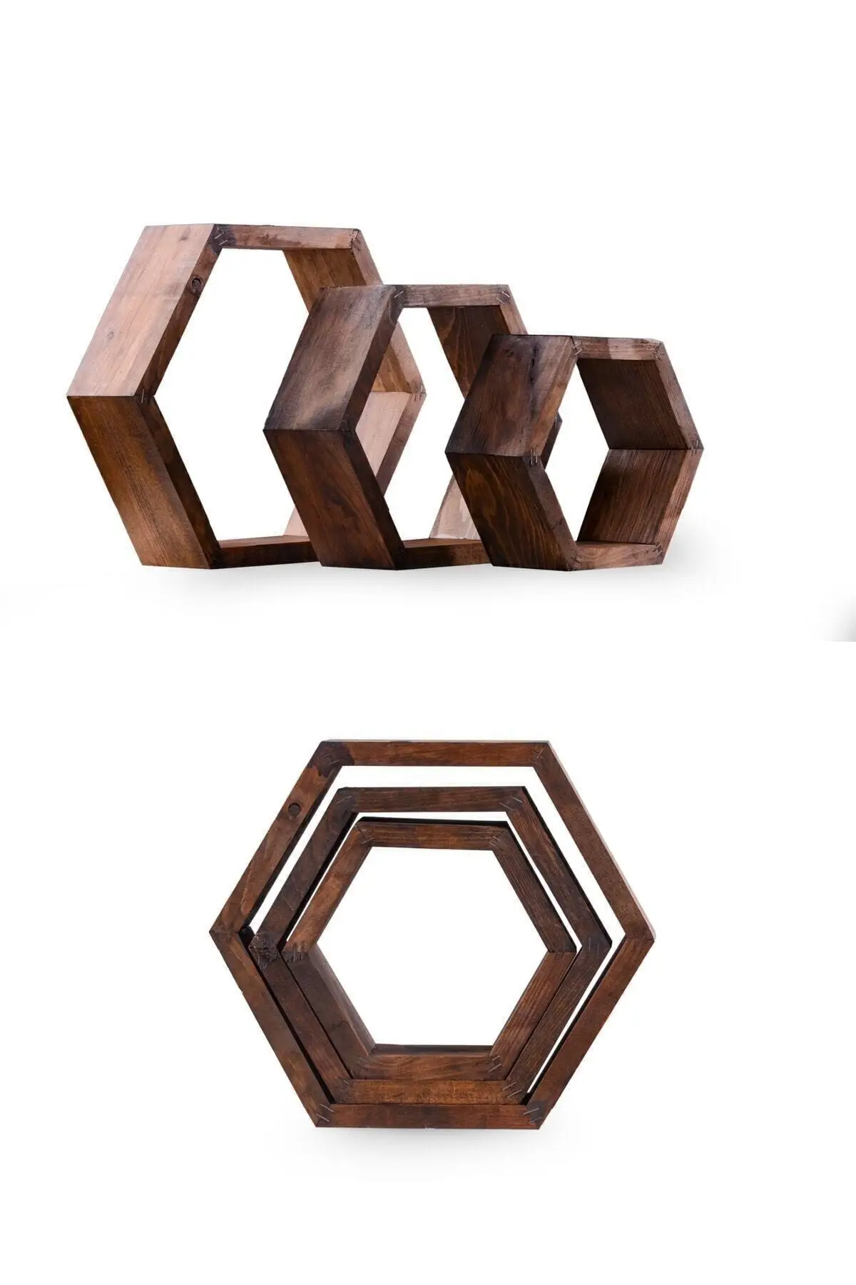 

3 Pcs Hexagonal Wall Shelf Home Decoration Wooden 2021 Design