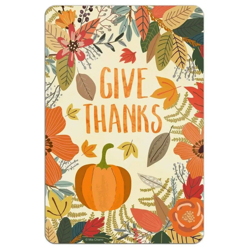 

Give Thanks Thanksgiving Pumpkins Retro Fashion Chic Metal Tin Sign Garage Vintage Garden House Wall Decor12 X 8 Inches