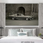 Картина на холсте в стиле ретро, винтажный плакат на стену автомобиля Ford Mustang Shelby GT500, настенная живопись для гостиной, домашний декор