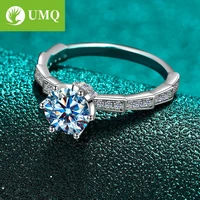 umq new arrival excellent cut blue moissanite ring women 925 silver d color pass diamond test 1 ct moissanite wedding rings