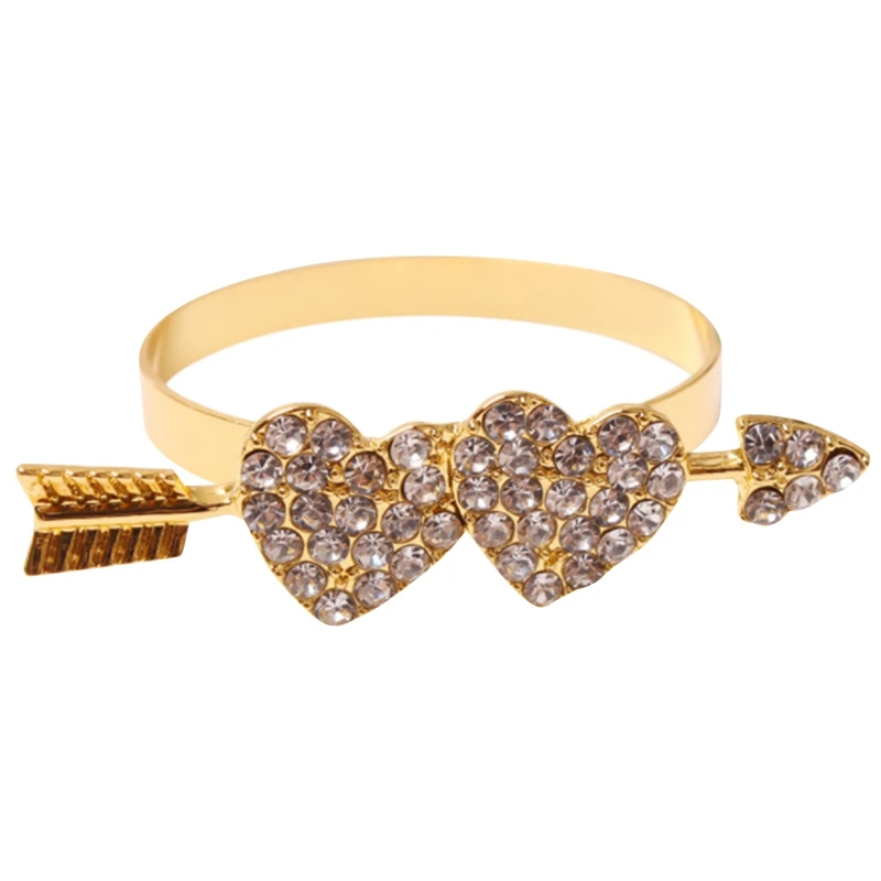 

Набор из 4 колец для салфеток в стиле Дня Святого Валентина, золотые кольца-держатели для салфеток в форме сердца, бриллиантовые салфетки дл...