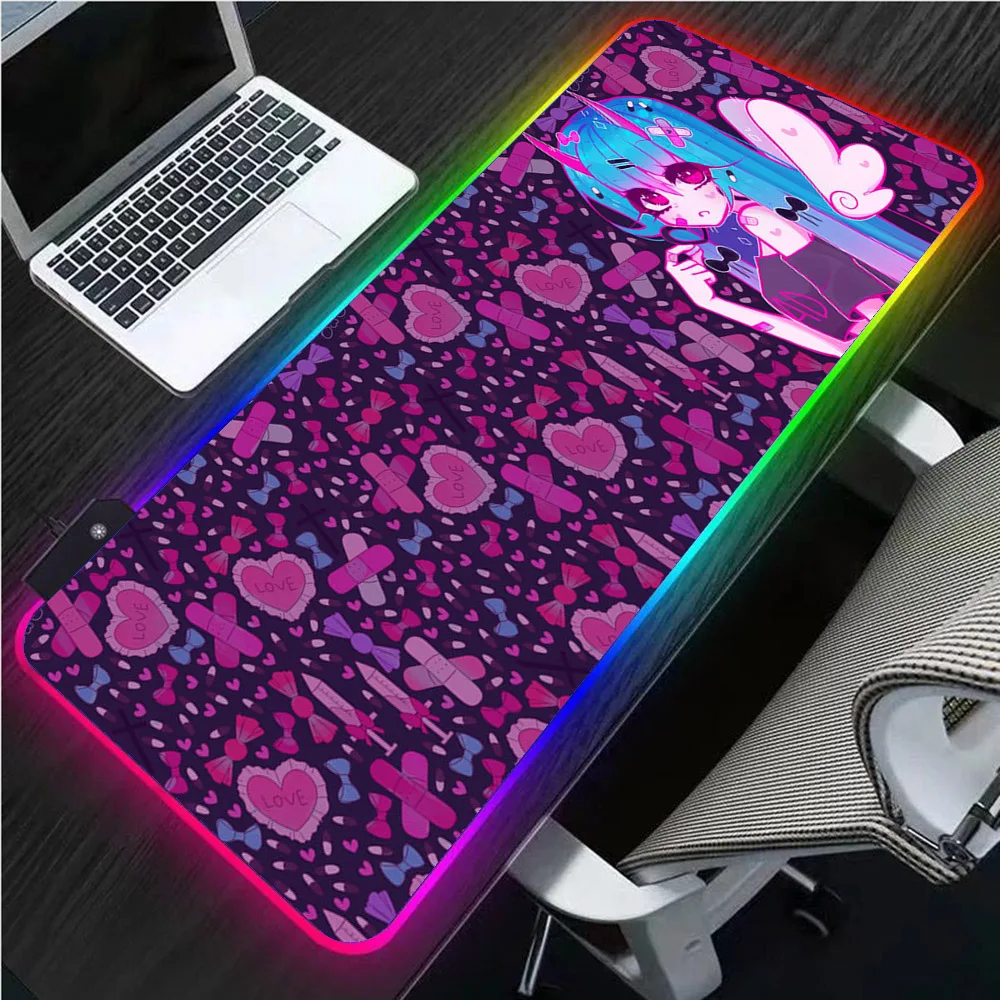

XGZ Anime Moneko Girl RGB Gaming Accessories Gamer Notebook Glowing LED Keyboard Pad Desktop Anti-slip Kawaii Mouse Pad Desk Mat