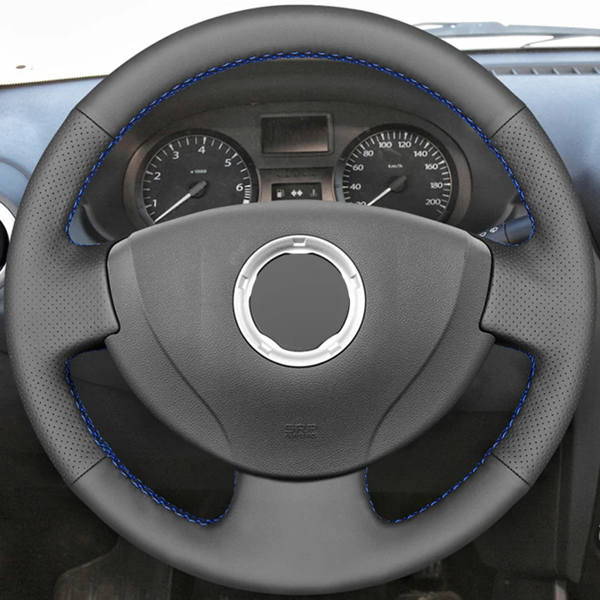 Черный PU искусственная кожа DIY чехол рулевого колеса автомобиля для Renault Logan 1 Sandero Symbol Clio Twingo Lada Largus Nissan Almera G15