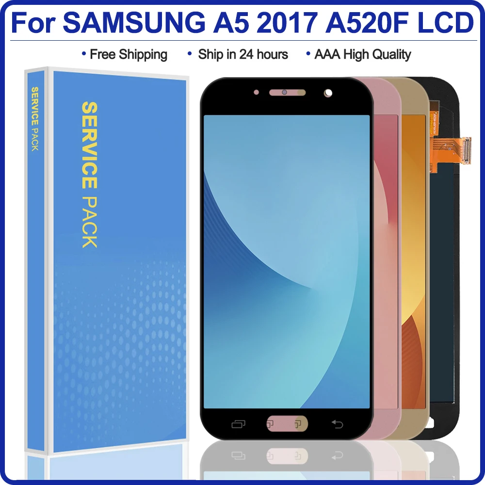 ЖК дисплей Super AMOLED 5 0 дюйма A520 для SAMSUNG Galaxy A5 2017 сменный с сенсорным экраном и
