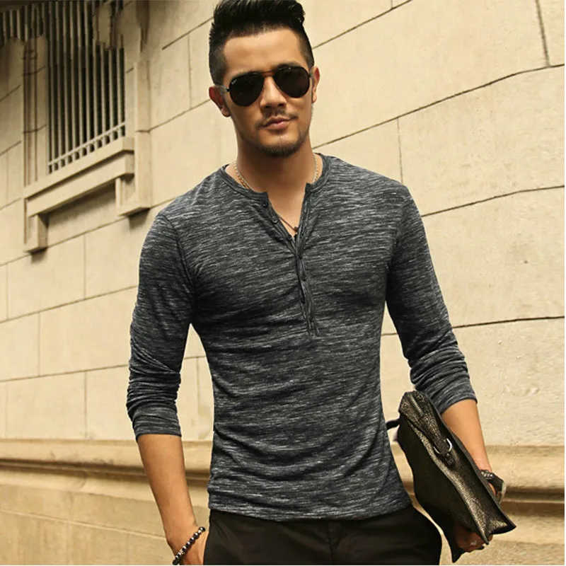 Новая мужская рубашка новые футболки с длинным рукавом Стильная приталенная