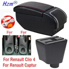 Подлокотник для автомобиля, для Renault Clio Captur, вращающийся на из искусственной кожи градусов, с пепельницей, подстаканником, USB-интерфейсом