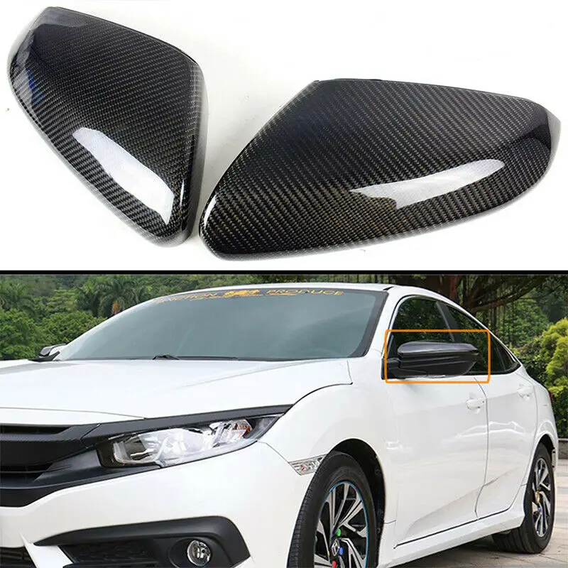 1 Pair Rearview Side Mirror Cap Cover for HONDA CIVIC 2016-2021 Black Carbon Fiber Style Rear Mirror Cap