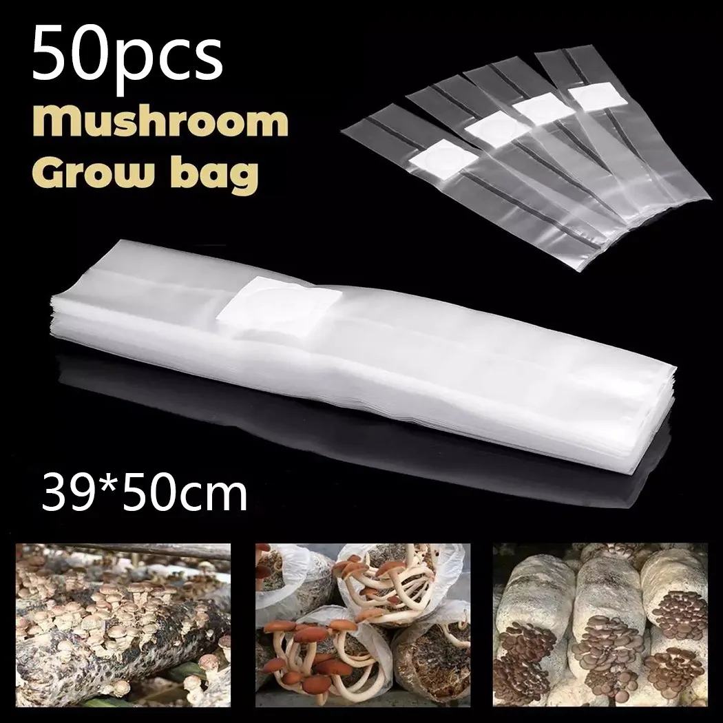 

50Pcs Mushroom Spawn Grow Bag Substrate High Temp Pre Sealable Grow Bags