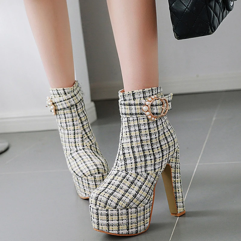 Rimocy/женские ботильоны на массивной платформе модная женская обувь квадратном