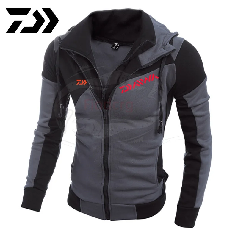 

Daiwa Fishing Hoodies Sweatshirts 2020 Autumn Winter Men Patchwork Hoody Fleece Tracksuit Male Warm Hooded Zipper Sportswear