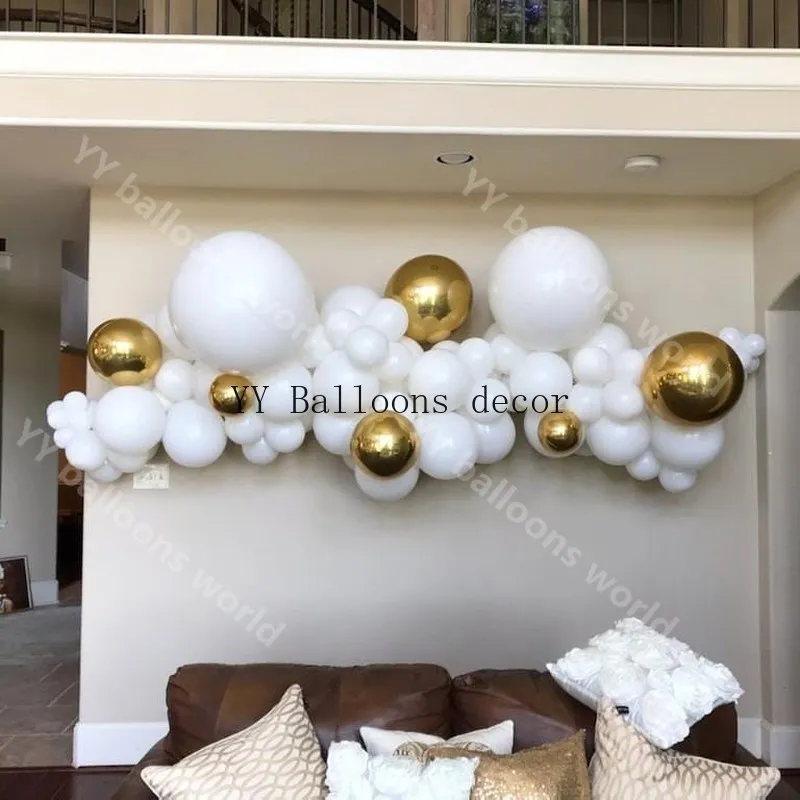 

80pcs Balloon Garland Kit White Gold Balloon Arch Blush Wedding 5/10/18inch Macaron White Gold Bridal Shower Balloon Decor
