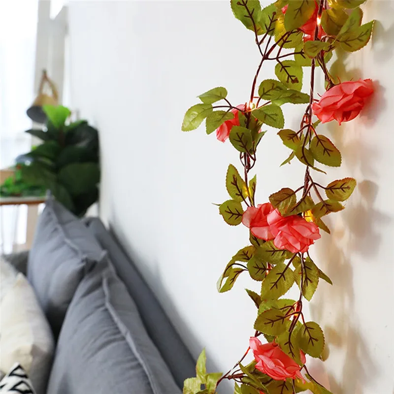 20 светодиодов 2 м светодиодные гирлянды с розовым цветком на батарейках для