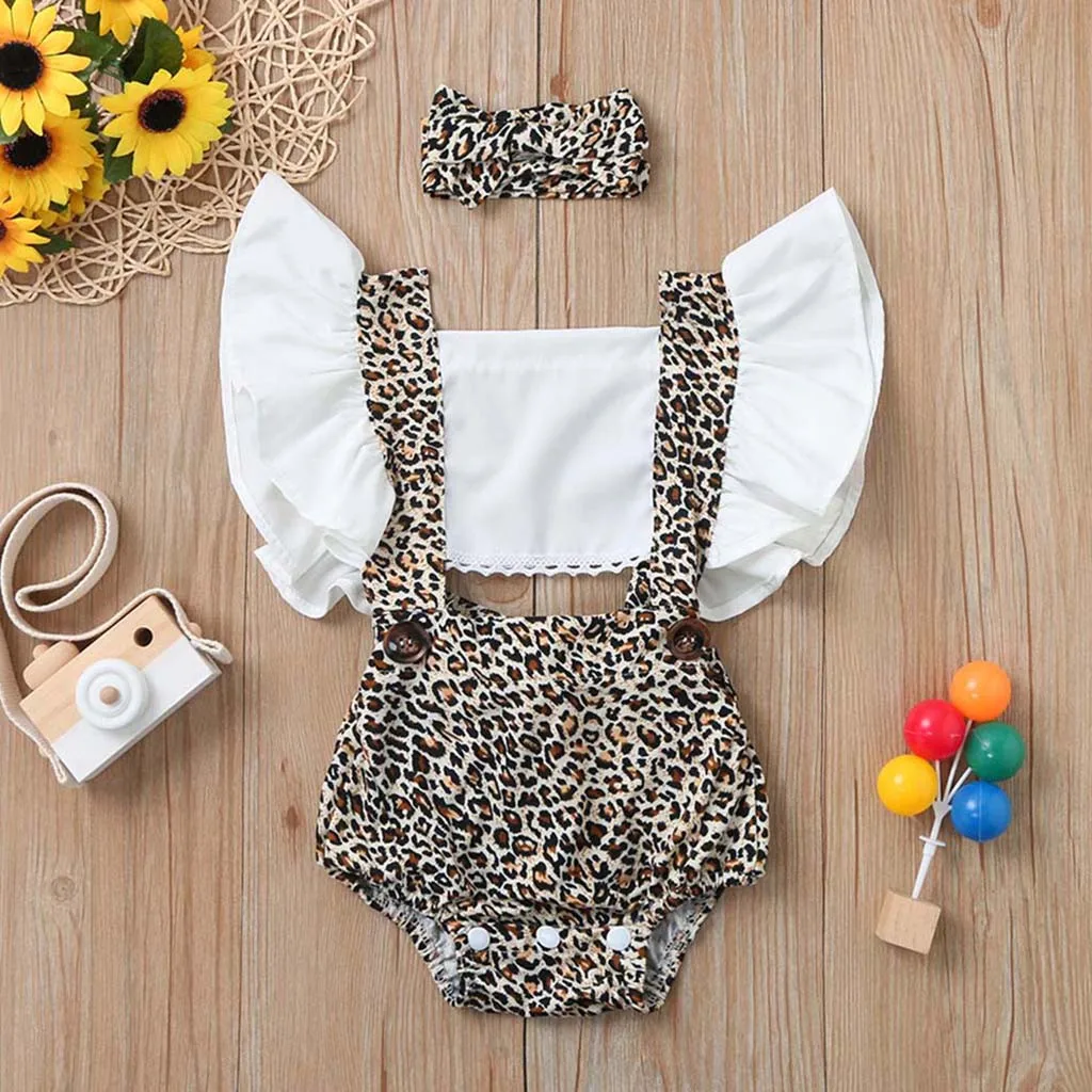 2020 Летний Новый детский комбинезон с рюшами для маленьких девочек Детский