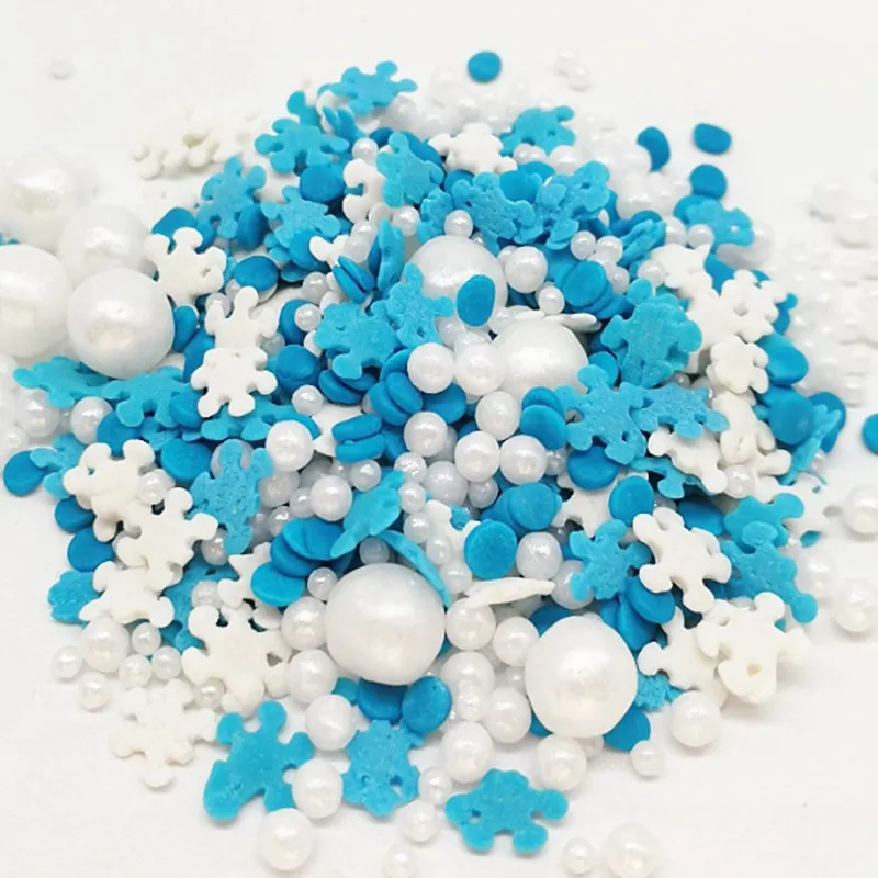 35 г Рождественский торт Снежинка украшения синий и белый съедобные жемчужные