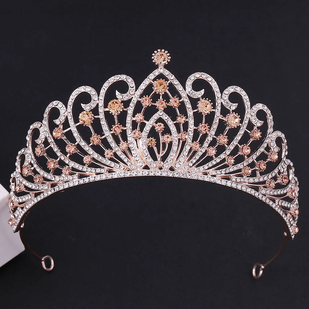 Женская винтажная тиара и корона свадебное украшение для волос с голубыми