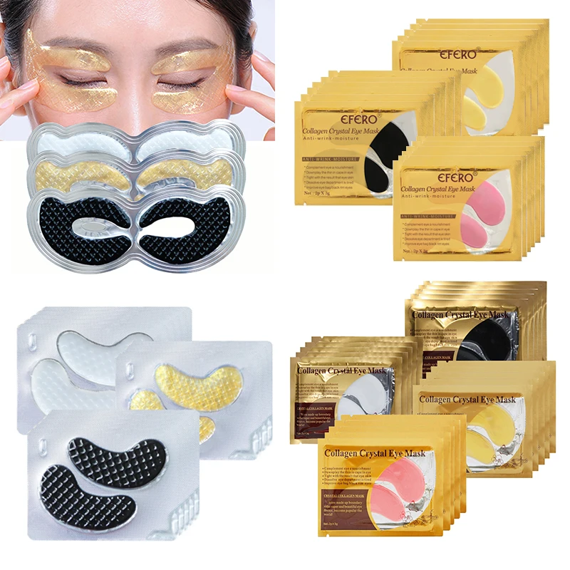 

Gold Masks Crystal Collagen Eye Mask Anti-Aging Wrinkles Face Care Mask Eye Patches Eliminates Dark Circles Fine Lines Gel Pads