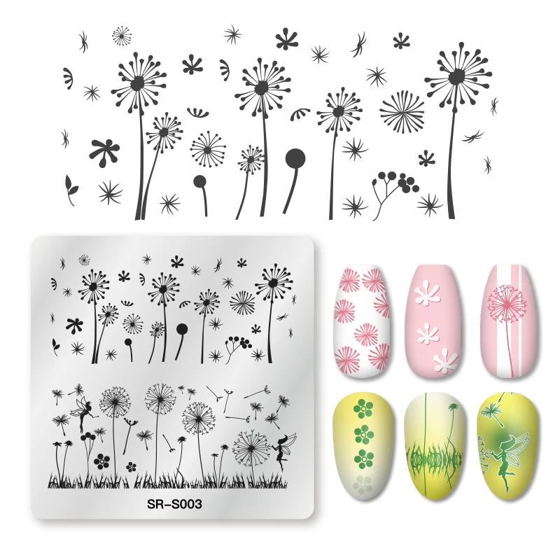 Квадратный шаблон для стемпинга нейл-арта растения Цветочный узор ногтей