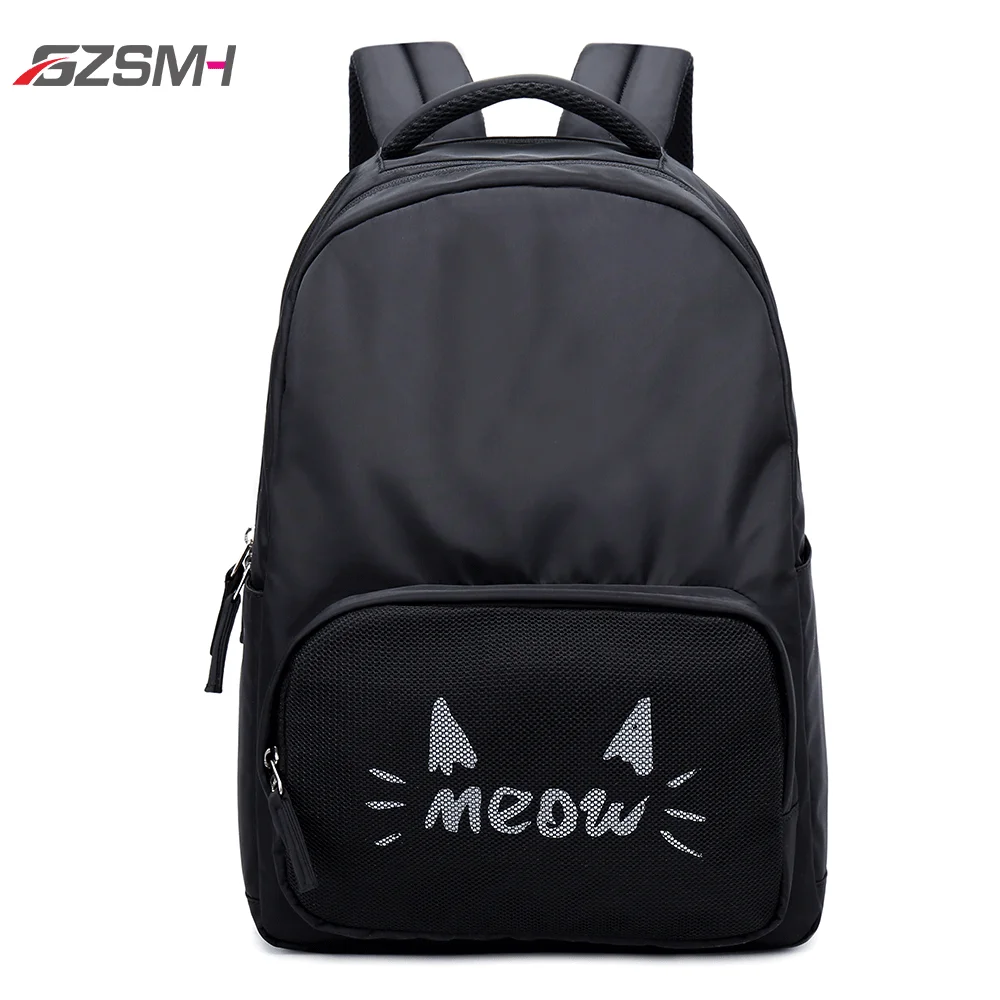 

Students Schoolbag Backpack Black for School Teenage Girls Cute Cat Waterproof Multifunctional Backbag Travel University Bookbag