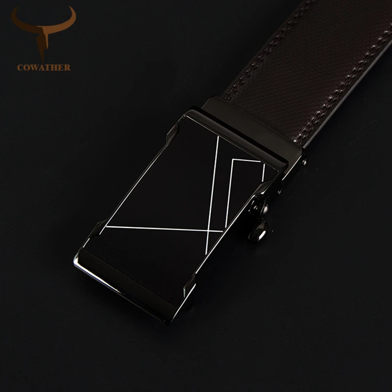 

COWATHER Vintage Cow Genuine Leather Belts for Men Cowhide Male Strap Automatic Metal Buckle High Quality Men Belts 110-130cm