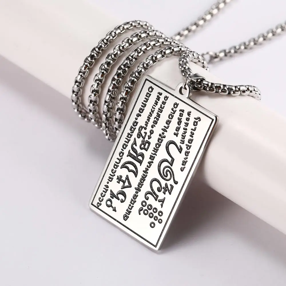Мужское ожерелье из нержавеющей стали Teamer прямоугольная подвеска с надписью на