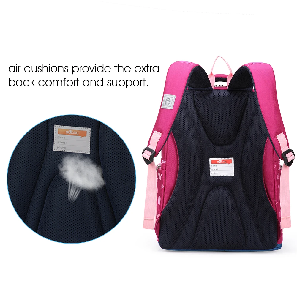 Aoking Lovely Kids School Backpack Large Ergonomic Children Printing Bag Safe Casual Rucksack With Reflective Strip
