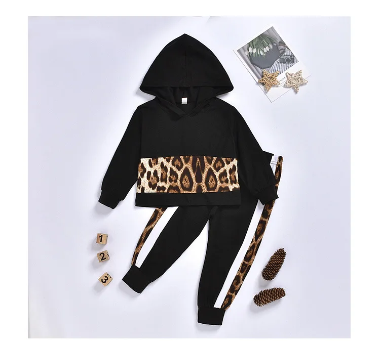 2 предмета детские толстовки с капюшоном и леопардовым принтом для девочек