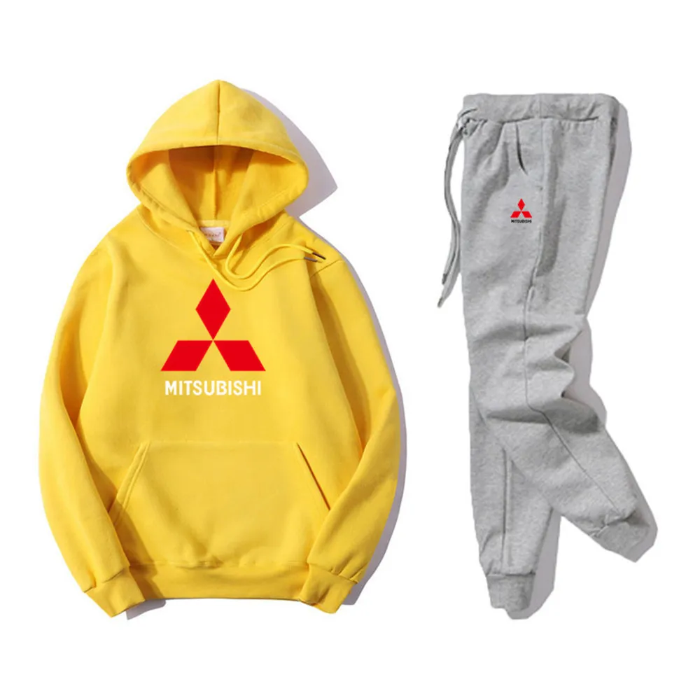 

Men's Mitsubishi Logo Spring Autumn Hoodie + Pantsuit Sportswear Casual Pullover Hoodie 24 Colors Long Sleeve Sportwear Suit