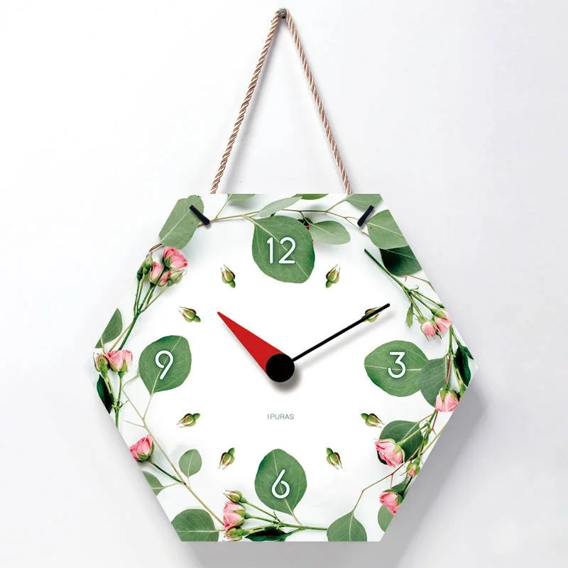 

Настенные часы, креативные настенные часы, простые ультратихие часы в сельском стиле для спальни, цифровые настенные часы без перфорации