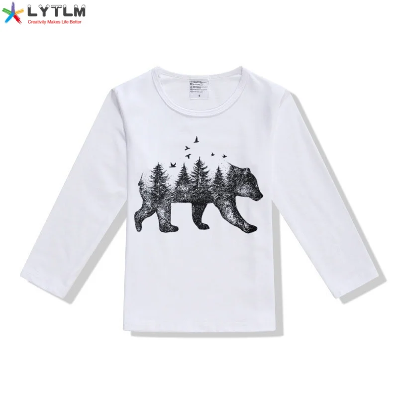 LYTLM/Одежда для маленьких мальчиков Осенняя футболка для малышей с медведем из России Детские футболки для мальчиков, реглан, топы с длинными рукавами для девочек, футболка Enfant