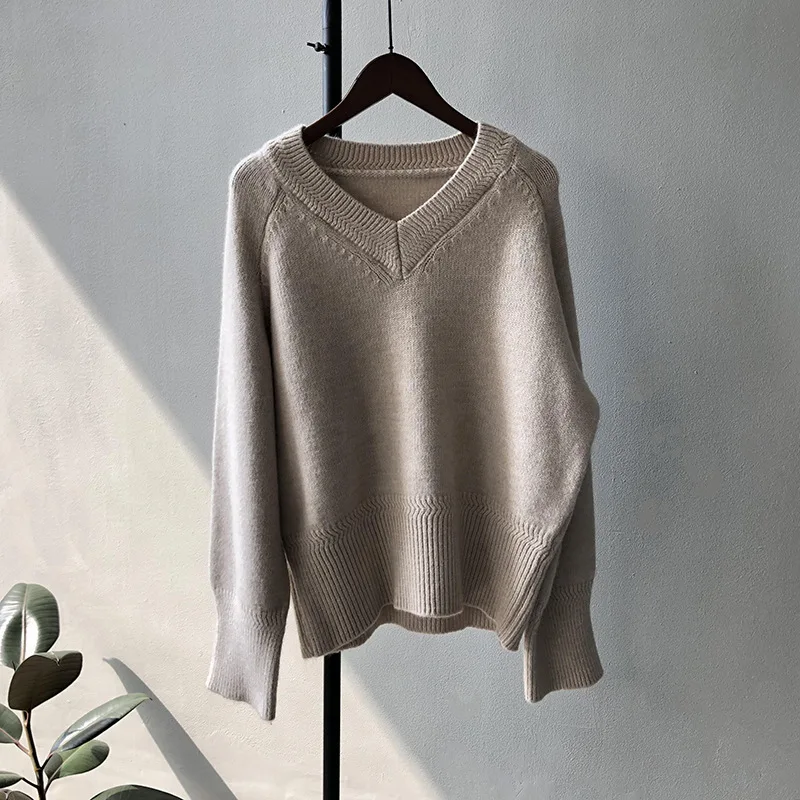 

Женский свитер с V-образным вырезом Sister Fara, однотонный Свободный пуловер, теплая Повседневная вязаная кофта для осени и зимы, 2022