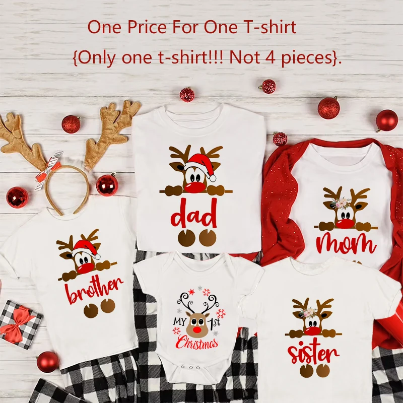 De Navidad camisa pap&aacute; mam&aacute; hermano hermana Beb&eacute; feliz Navidad familia Navidad trajes de regalo de vacaciones-1