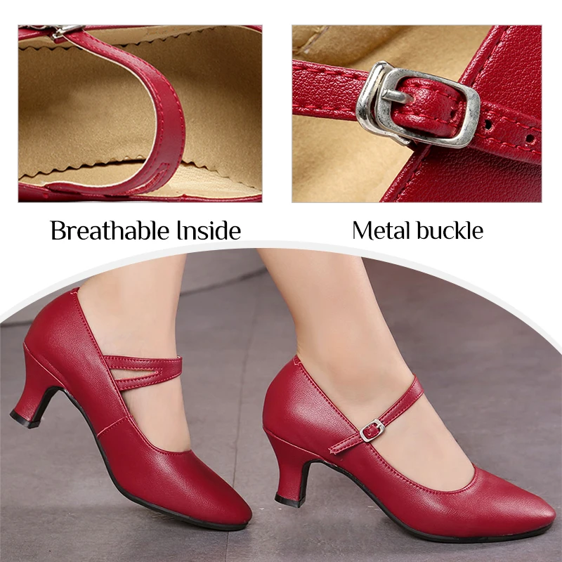 DKZSYIM Women's Tango Dance Shoes Ballroom Middle Heel Dance Shoes Soft Sole Latin Salsa Party Shoes For Ladies Girl Sandals